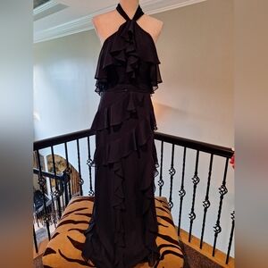 JS Boutique Women’s Navy Ruffle Layered Long Dress Size 6 Formal